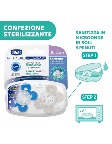 ACCESSORI: vendita online SUCCHIETTO 16/36 MESI PHYSIO COMFORT NIGHT BOY 2 PEZZI CHICCO in offerta