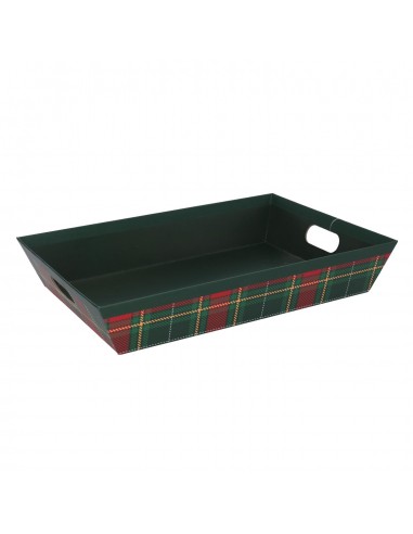 OGGETTISTICA: vendita online CESTA CARTONE VERDE TARTAN 29X23X8CM in offerta